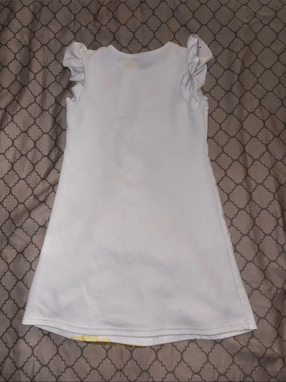 SHEIN White Sleeveless Dress with Yellow Tulle Ruffles